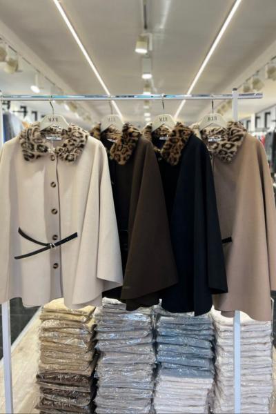 YAKA KÜRK STANDART BEDEN KAŞE PANÇO Acı Kahve