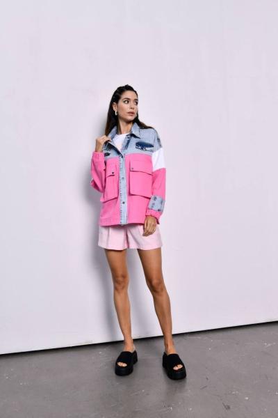 GABARDİN JEAN DETAYLI TASARIM KOT CEKET Mavi