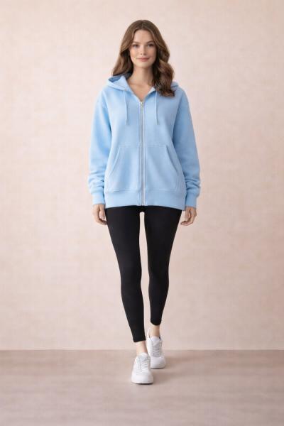 KAPŞONLU FERMUARLI HIRKA Mavi