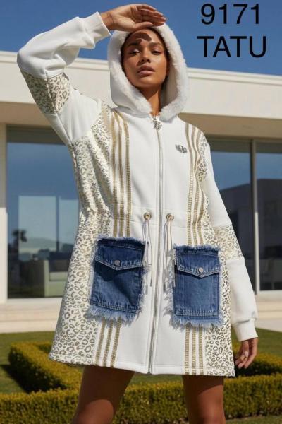 Bayan ithal yaka kürklü mont Beyaz