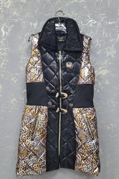 İTHAL LEOPAR DETAYLI YELEK Siyah