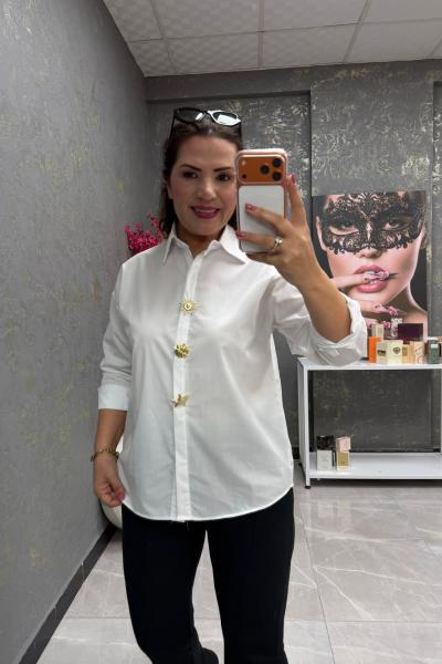 3 DÜĞME DETAYLI GÖMLEK Beyaz