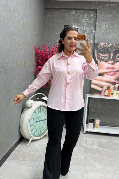 3 DÜĞME DETAYLI GÖMLEK Pembe