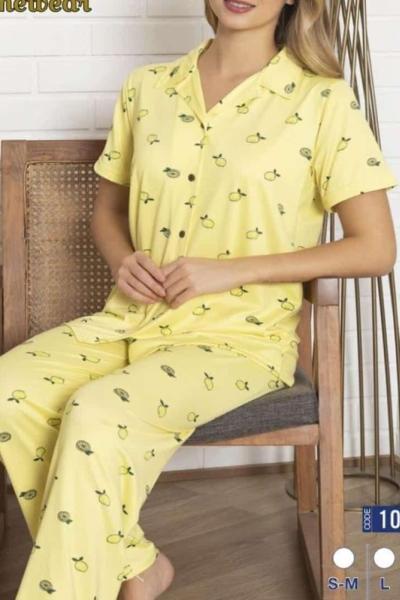 LİMON DESENLİ İKİLİ TAKIM Sarı