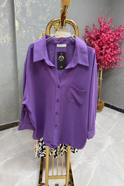 BAYAN MİYASE OVERSİZE GÖMLEK Mor