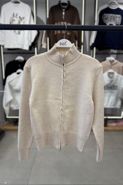 FERMUARLI TRİKO HIRKA Bej