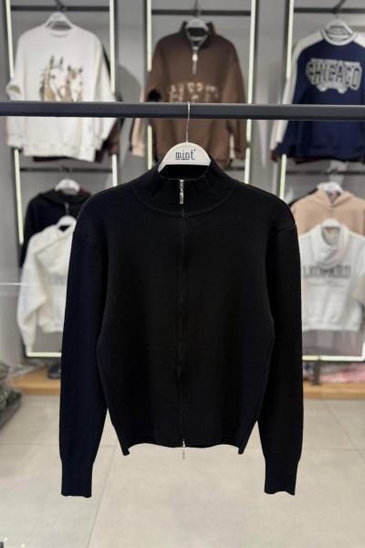 FERMUARLI TRİKO HIRKA Siyah