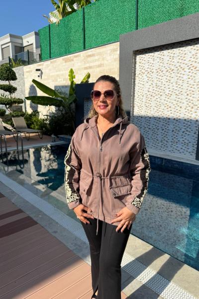 KOL İŞLEME DETAYLI KOT CEKET Kahverengi