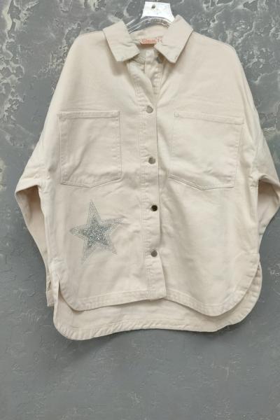 YILDIZ DETAY KOT CEKET Krem