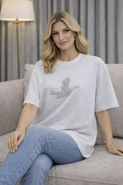 BYMN TAŞLI TİŞÖRT Beyaz