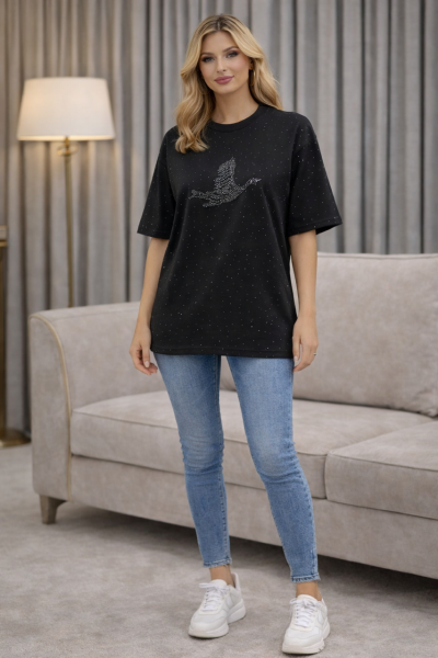 BYMN TAŞLI TİŞÖRT Siyah